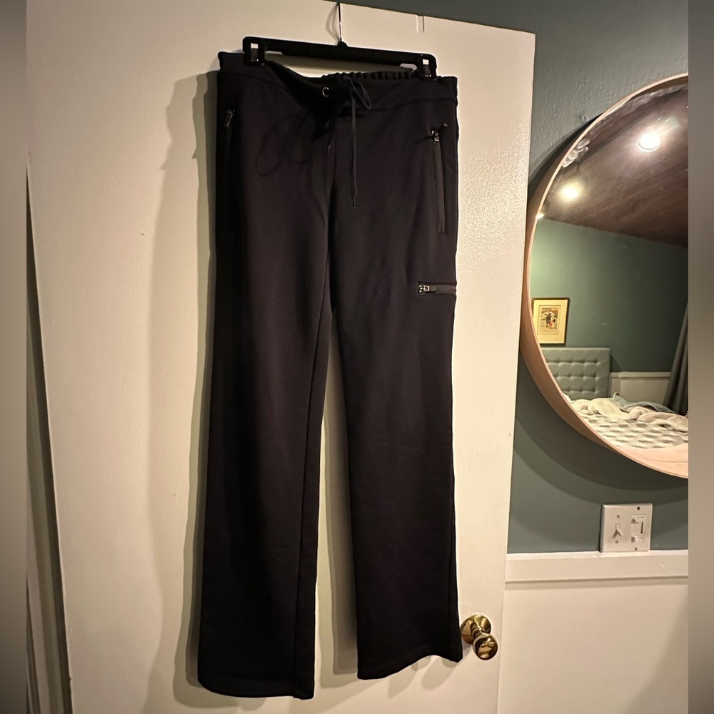 Theory Black Drawstring Pants With Zipper Pockets - image 1